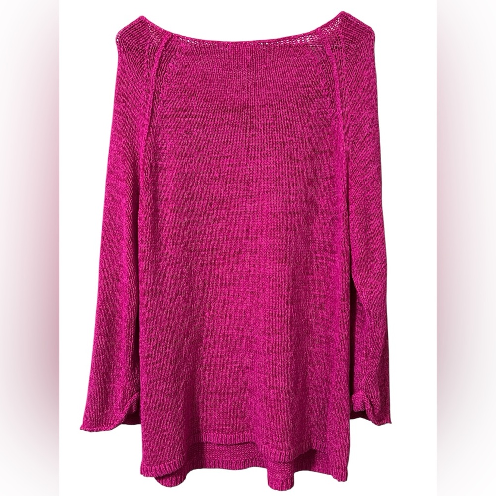Lilly Pulitzer fuchsia pink scoop neck long sleeve open knit sweater - Picture 2 of 10